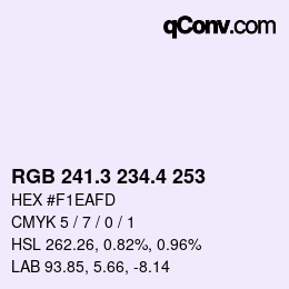 カラーコード: RGB 241.3 234.4 253 | qconv.com