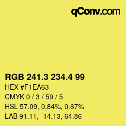 カラーコード: RGB 241.3 234.4 99 | qconv.com