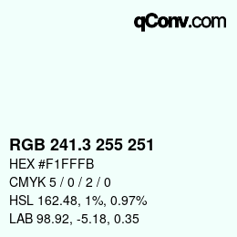 カラーコード: RGB 241.3 255 251 | qconv.com