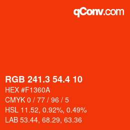 カラーコード: RGB 241.3 54.4 10 | qconv.com