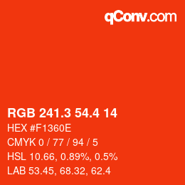 カラーコード: RGB 241.3 54.4 14 | qconv.com