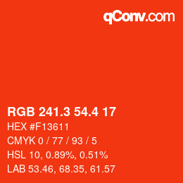 カラーコード: RGB 241.3 54.4 17 | qconv.com