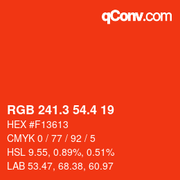 カラーコード: RGB 241.3 54.4 19 | qconv.com