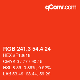 カラーコード: RGB 241.3 54.4 24 | qconv.com