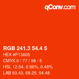 カラーコード: RGB 241.3 54.4 5 | qconv.com