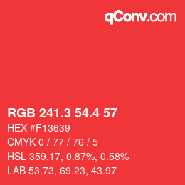 カラーコード: RGB 241.3 54.4 57 | qconv.com