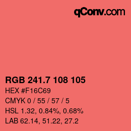 カラーコード: RGB 241.7 108 105 | qconv.com