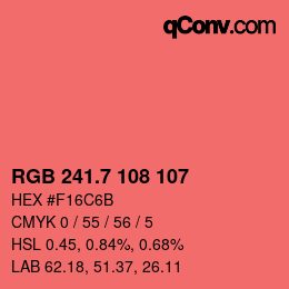 カラーコード: RGB 241.7 108 107 | qconv.com