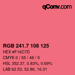 カラーコード: RGB 241.7 108 125 | qconv.com