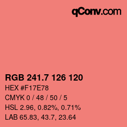 カラーコード: RGB 241.7 126 120 | qconv.com