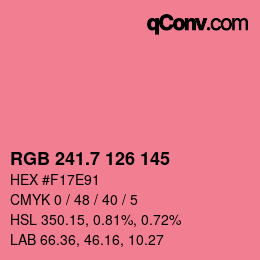 カラーコード: RGB 241.7 126 145 | qconv.com