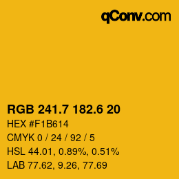 カラーコード: RGB 241.7 182.6 20 | qconv.com