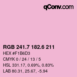 カラーコード: RGB 241.7 182.6 211 | qconv.com