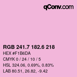 カラーコード: RGB 241.7 182.6 218 | qconv.com