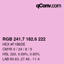 カラーコード: RGB 241.7 182.6 222 | qconv.com