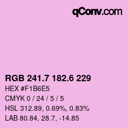 カラーコード: RGB 241.7 182.6 229 | qconv.com