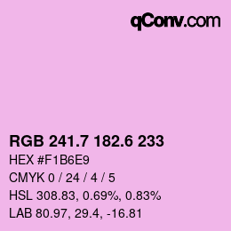 カラーコード: RGB 241.7 182.6 233 | qconv.com