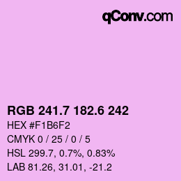 カラーコード: RGB 241.7 182.6 242 | qconv.com