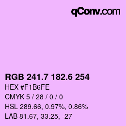 カラーコード: RGB 241.7 182.6 254 | qconv.com