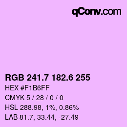 カラーコード: RGB 241.7 182.6 255 | qconv.com
