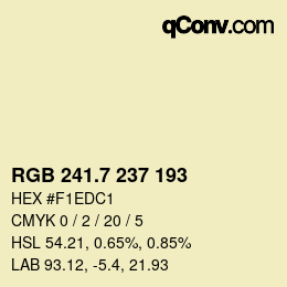 カラーコード: RGB 241.7 237 193 | qconv.com