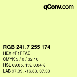 カラーコード: RGB 241.7 255 174 | qconv.com