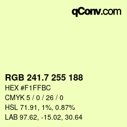 カラーコード: RGB 241.7 255 188 | qconv.com