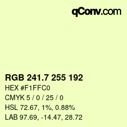 カラーコード: RGB 241.7 255 192 | qconv.com