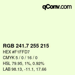 カラーコード: RGB 241.7 255 215 | qconv.com