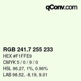 カラーコード: RGB 241.7 255 233 | qconv.com