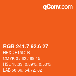 カラーコード: RGB 241.7 92.6 27 | qconv.com