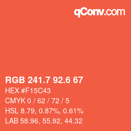 カラーコード: RGB 241.7 92.6 67 | qconv.com