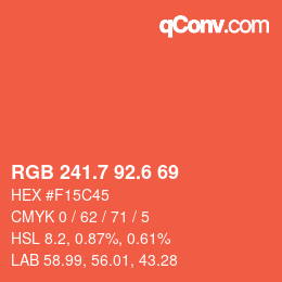 カラーコード: RGB 241.7 92.6 69 | qconv.com