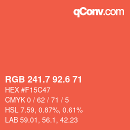 カラーコード: RGB 241.7 92.6 71 | qconv.com