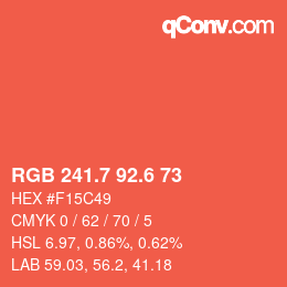 カラーコード: RGB 241.7 92.6 73 | qconv.com