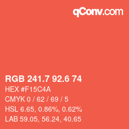 カラーコード: RGB 241.7 92.6 74 | qconv.com
