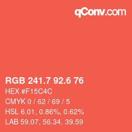 カラーコード: RGB 241.7 92.6 76 | qconv.com