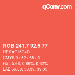 カラーコード: RGB 241.7 92.6 77 | qconv.com