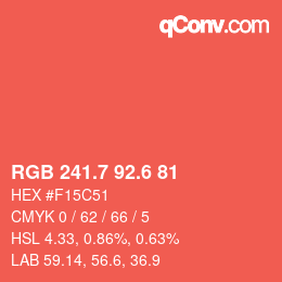 カラーコード: RGB 241.7 92.6 81 | qconv.com
