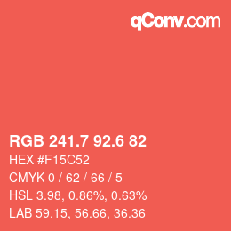 カラーコード: RGB 241.7 92.6 82 | qconv.com