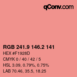カラーコード: RGB 241.9 146.2 141 | qconv.com