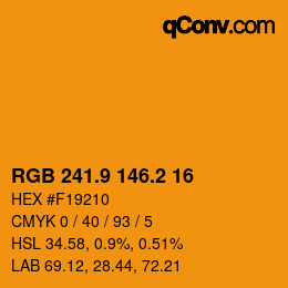 カラーコード: RGB 241.9 146.2 16 | qconv.com