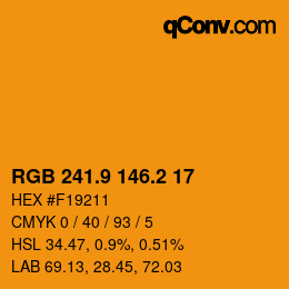 カラーコード: RGB 241.9 146.2 17 | qconv.com