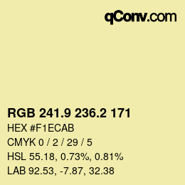 Color code: RGB 241.9 236.2 171 | qconv.com