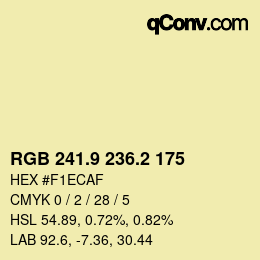 Color code: RGB 241.9 236.2 175 | qconv.com
