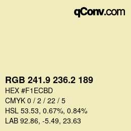 カラーコード: RGB 241.9 236.2 189 | qconv.com