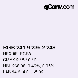 Color code: RGB 241.9 236.2 248 | qconv.com