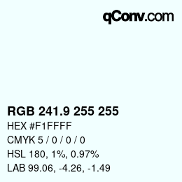 Color code: RGB 241.9 255 255 | qconv.com
