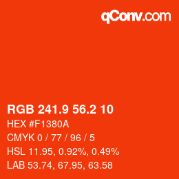 カラーコード: RGB 241.9 56.2 10 | qconv.com