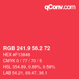 カラーコード: RGB 241.9 56.2 72 | qconv.com